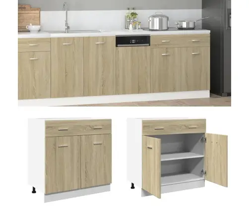 Sahtlitega Alumine Kapp "Lyon", Sonoma Tamm, 80X46X81,5 cm Töödeldud Puit