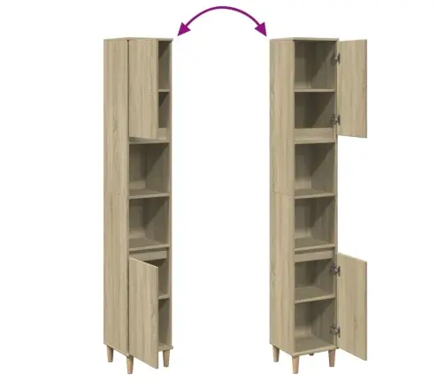 Vannasistabas Skapis, Ozola, 30X30X190 Cm, Inženierijas Koks Vidaxl