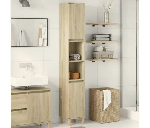 Vannasistabas Skapis, Ozola, 30X30X190 Cm, Inženierijas Koks Vidaxl