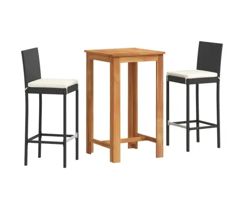 Sodo Baro Komplektas, 3 Dalių, Juodas, Akacija Ir Poliratanas