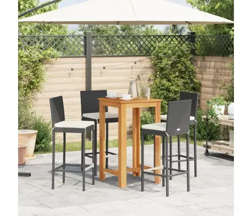 5-Daļīgs Dārza Bāra Mēbeļu Komplekts, Melns, Akācijas Koks, Pe Vidaxl