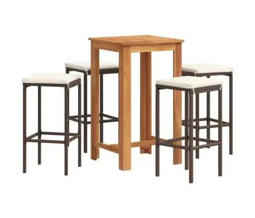 Sodo Baro Komplektas, 5 Dalių, Rudas, Akacija Ir Poliratanas