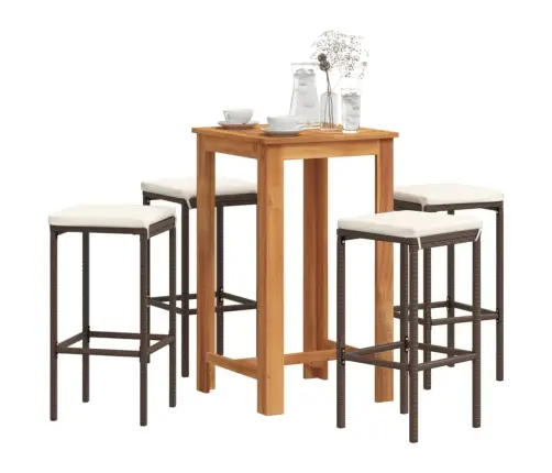 Sodo Baro Komplektas, 5 Dalių, Rudas, Akacija Ir Poliratanas