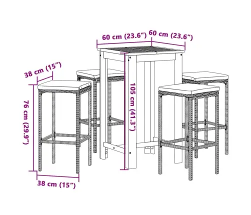 5-Osaline Aia Baarikomplekt, Must, Akaatsiapuit Ja Polürotang