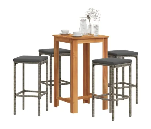 5-Daļīgs Dārza Bāra Mēbeļu Komplekts, Pelēks, Akācijas Koks, Pe Vidaxl