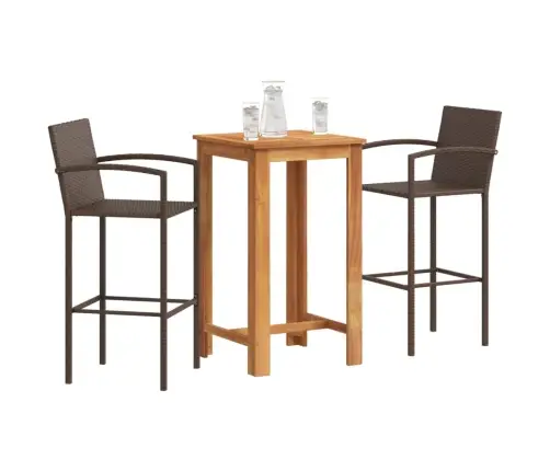 3-Osaline Aia Baarikomplekt, Pruun, Akaatsiapuit Ja Polürotang