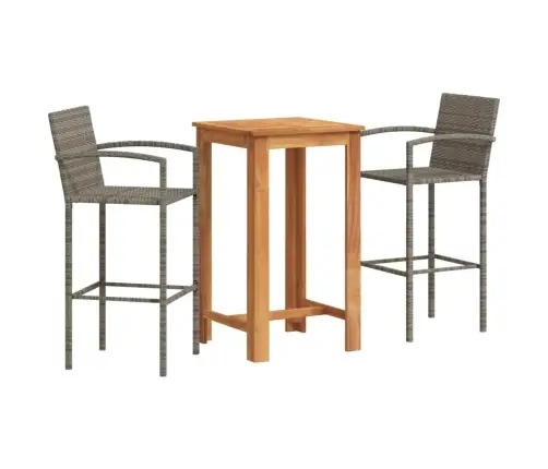 3-Daļīgs Dārza Bāra Mēbeļu Komplekts, Pelēks, Akācijas Koks, Pe Vidaxl