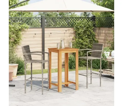 3-Daļīgs Dārza Bāra Mēbeļu Komplekts, Pelēks, Akācijas Koks, Pe Vidaxl