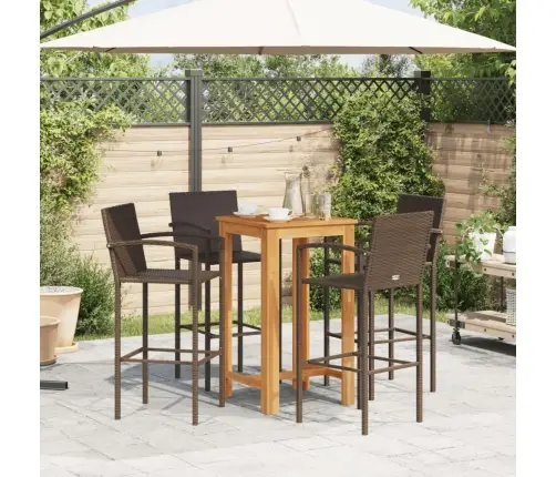 5-Daļīgs Dārza Bāra Mēbeļu Komplekts, Brūns, Akācijas Koks, Pe Vidaxl