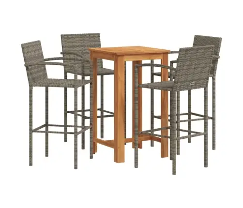5-Daļīgs Dārza Bāra Mēbeļu Komplekts, Pelēks, Akācijas Koks, Pe Vidaxl