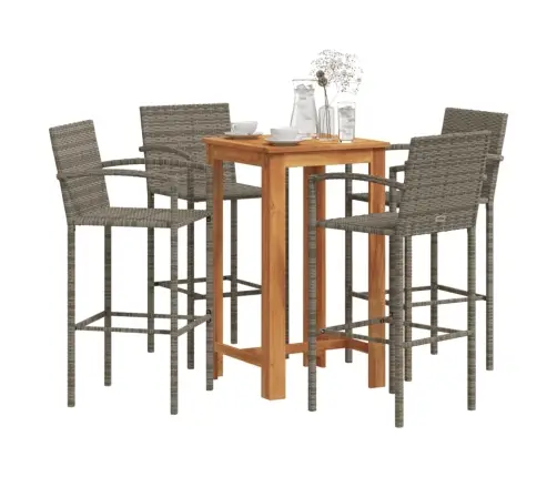 5-Daļīgs Dārza Bāra Mēbeļu Komplekts, Pelēks, Akācijas Koks, Pe Vidaxl
