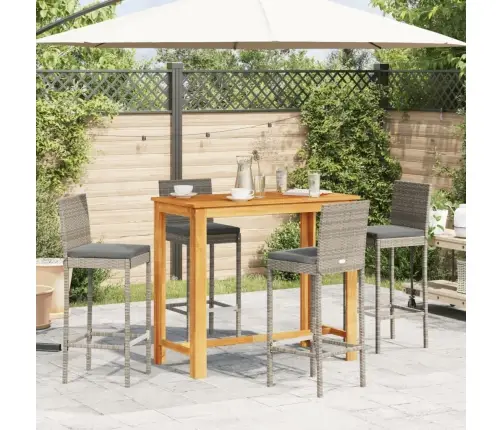5-Daļīgs Dārza Bāra Mēbeļu Komplekts, Pelēks, Akācijas Koks, Pe Vidaxl