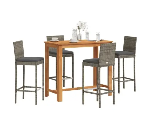 5-Daļīgs Dārza Bāra Mēbeļu Komplekts, Pelēks, Akācijas Koks, Pe Vidaxl