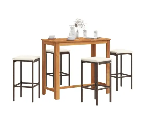 5-Daļīgs Dārza Bāra Mēbeļu Komplekts, Brūns, Akācijas Koks, Pe Vidaxl