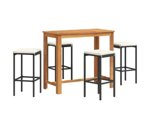 Sodo Baro Komplektas, 5 Dalių, Juodas, Akacija Ir Poliratanas