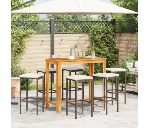 7-Daļīgs Dārza Bāra Mēbeļu Komplekts, Brūns, Akācijas Koks, Pe Vidaxl