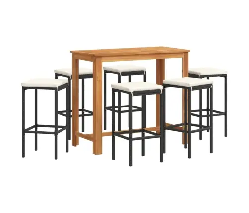 7-Daļīgs Dārza Bāra Mēbeļu Komplekts, Melns, Akācijas Koks, Pe Vidaxl