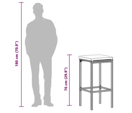 7-Daļīgs Dārza Bāra Mēbeļu Komplekts, Pelēks, Akācijas Koks, Pe Vidaxl