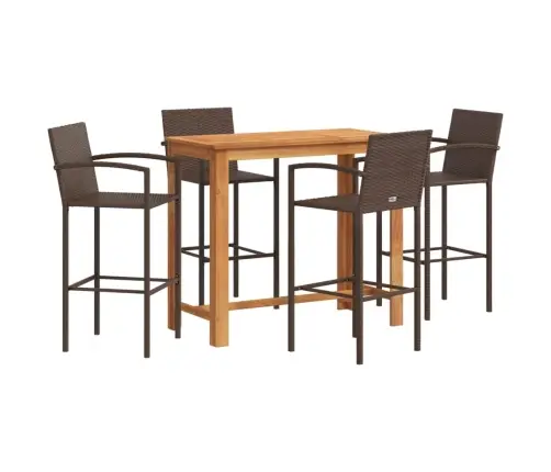 Sodo Baro Komplektas, 5 Dalių, Rudas, Akacija Ir Poliratanas