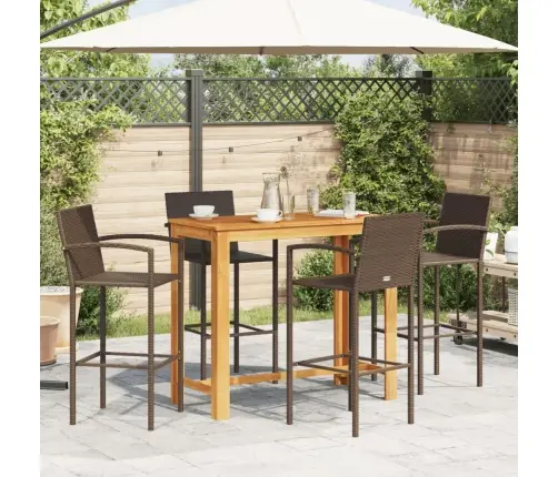 Sodo Baro Komplektas, 5 Dalių, Rudas, Akacija Ir Poliratanas