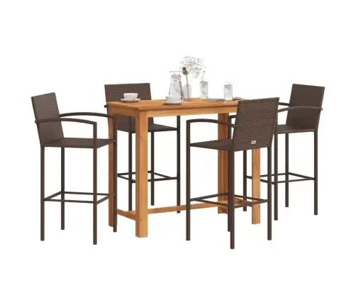 Sodo Baro Komplektas, 5 Dalių, Rudas, Akacija Ir Poliratanas