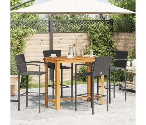5-Daļīgs Dārza Bāra Mēbeļu Komplekts, Melns, Akācijas Koks, Pe Vidaxl