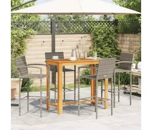 5-Daļīgs Dārza Bāra Mēbeļu Komplekts, Pelēks, Akācijas Koks, Pe Vidaxl