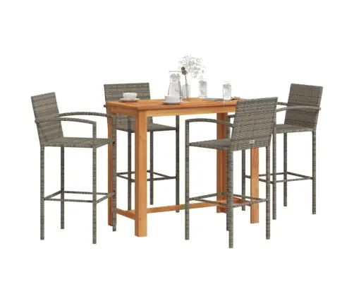 5-Daļīgs Dārza Bāra Mēbeļu Komplekts, Pelēks, Akācijas Koks, Pe Vidaxl