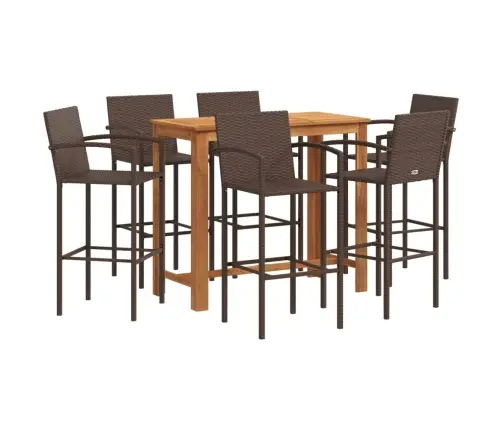 7-Daļīgs Dārza Bāra Mēbeļu Komplekts, Brūns, Akācijas Koks, Pe Vidaxl
