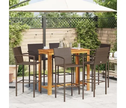 7-Daļīgs Dārza Bāra Mēbeļu Komplekts, Brūns, Akācijas Koks, Pe Vidaxl