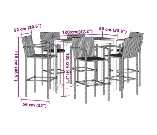 7-Daļīgs Dārza Bāra Mēbeļu Komplekts, Brūns, Akācijas Koks, Pe Vidaxl