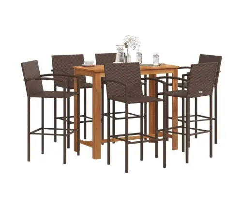 7-Daļīgs Dārza Bāra Mēbeļu Komplekts, Brūns, Akācijas Koks, Pe Vidaxl