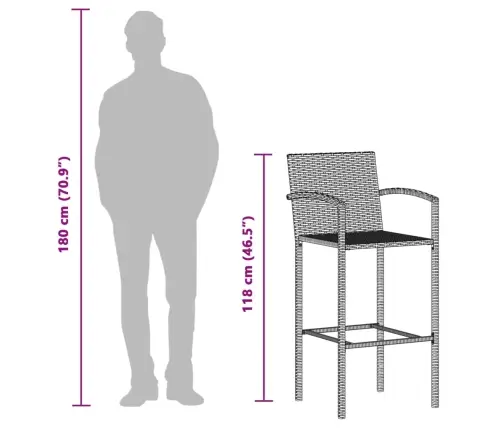 7-Daļīgs Dārza Bāra Mēbeļu Komplekts, Pelēks, Akācijas Koks, Pe Vidaxl