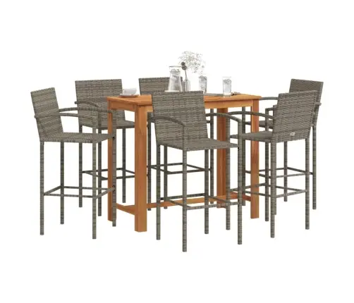 7-Daļīgs Dārza Bāra Mēbeļu Komplekts, Pelēks, Akācijas Koks, Pe Vidaxl