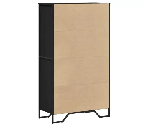 Komoda, Juodos Spalvos, 79,5X35,5X137,5cm Apdirbta Mediena