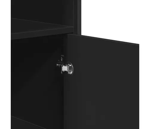 Komoda, Juodos Spalvos, 79,5X35,5X137,5cm Apdirbta Mediena