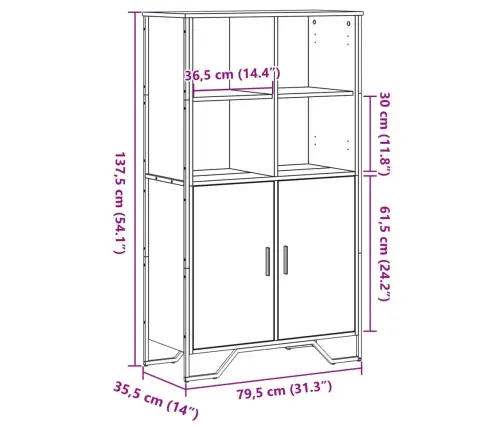 Kõrge Kapp, Hall Sonoma Tamm, 79,5X35,5X137,5 cm Tehispuit