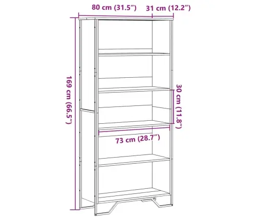 Grāmatu Plaukts, Melns, 80X31X169 Cm, Inženierijas Koks Vidaxl