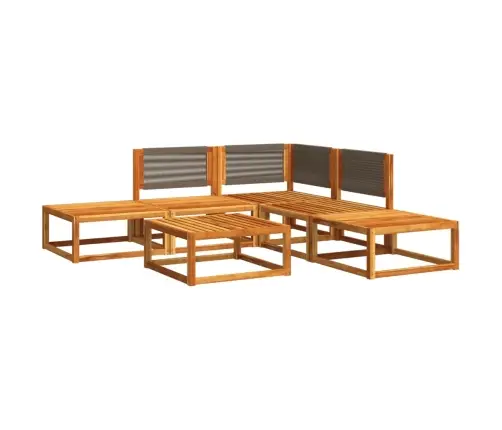 6 Daļu Dārza Dīvānu Komplekts Ar Spilveniem, Akācijas Koks Un Virve Vidaxl