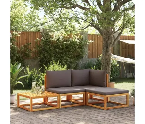 4 Daļu Dārza Dīvānu Komplekts Ar Spilveniem, Akācijas Koks Un Virve Vidaxl