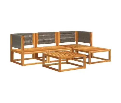 5 Daļu Dārza Dīvānu Komplekts Ar Spilveniem, Akācijas Koks Un Virve Vidaxl 5 Daļu Dārza Dīvānu Komplekts Ar Spilveniem, Akācijas Koks Un Virve Vidaxl