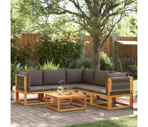 6 Daļu Dārza Dīvānu Komplekts Ar Spilveniem, Akācijas Koks Un Virve Vidaxl