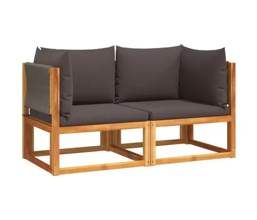 Dārza Stūra Dīvāni Ar Spilveniem, 2 Gab., Akācijas Koks Un Virve Vidaxl