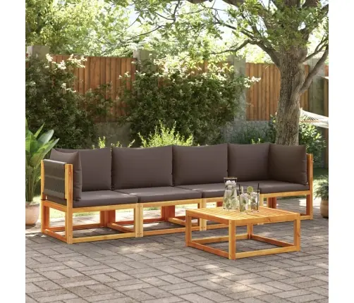 4 Daļu Dārza Dīvānu Komplekts Ar Spilveniem, Akācijas Koks Un Virve Vidaxl