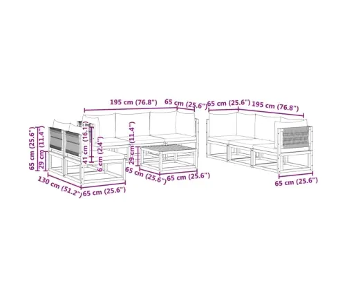 9 Daļu Dārza Dīvānu Komplekts Ar Spilveniem, Akācijas Koks Un Virve Vidaxl