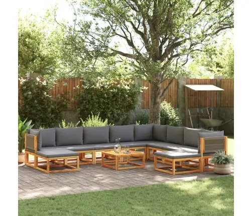 11 Daļu Dārza Dīvānu Komplekts Ar Spilveniem, Akācijas Koks Un Virve Vidaxl