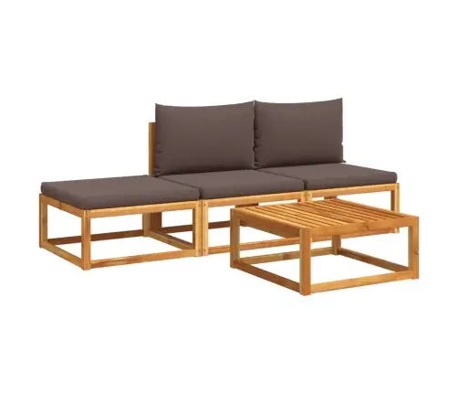 4 Dalių Sodo Sofų Komplektas Su Pagalvėlėmis, Akacijos Mediena Ir Virvė