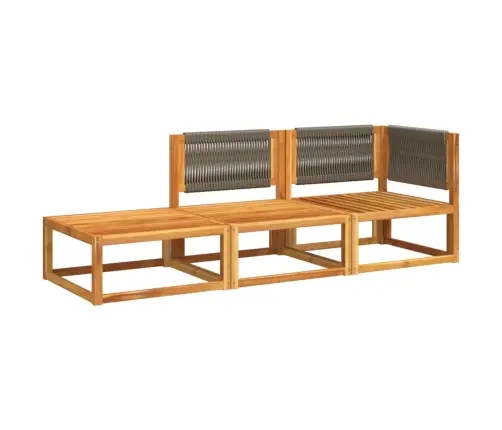 Trīsdaļīgs Dārza Dīvānu Komplekts Ar Spilveniem, Akācijas Koks Un Virve Vidaxl