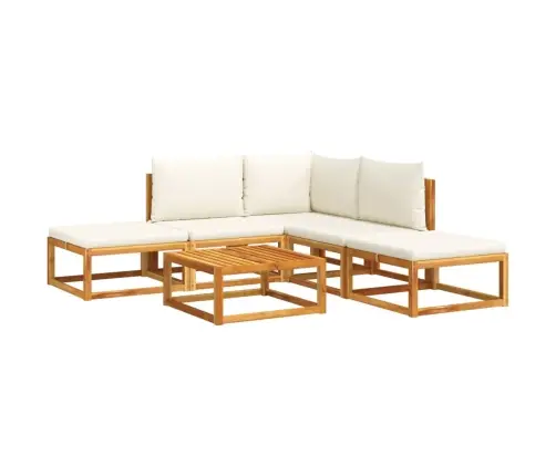 6 Daļu Dārza Dīvānu Komplekts Ar Spilveniem, Akācijas Koks Un Virve Vidaxl