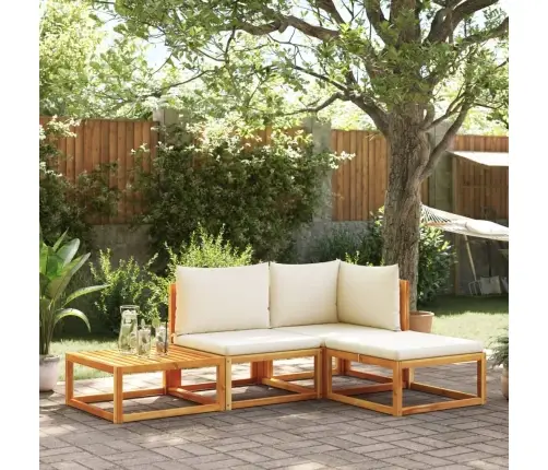 4 Dalių Sodo Sofų Komplektas Su Pagalvėlėmis, Akacijos Mediena Ir Virvė